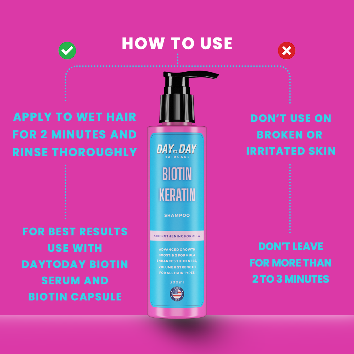 Biotin + Keratin Shampoo (300ml)