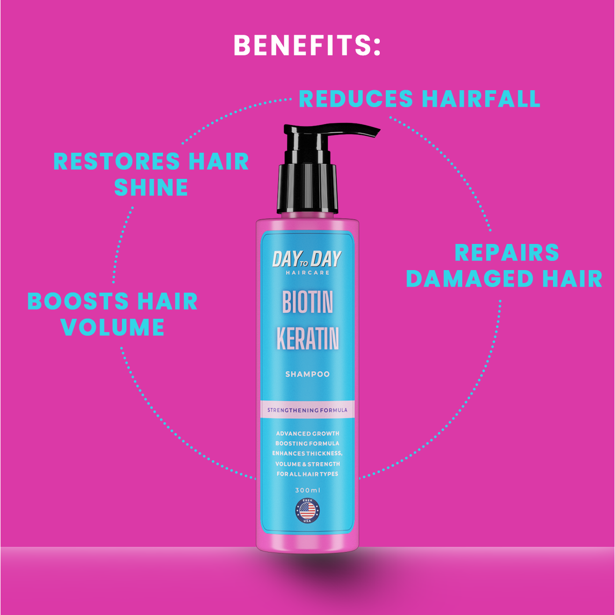 Biotin + Keratin Shampoo (300ml)